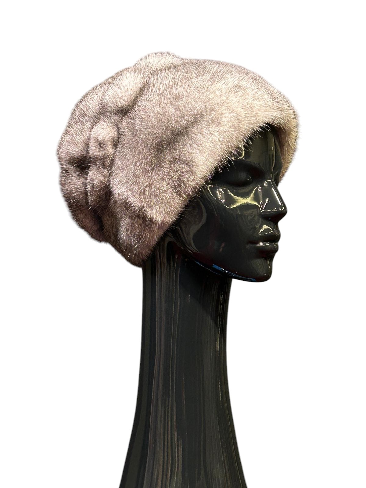 Cross-pattern mink fur hat