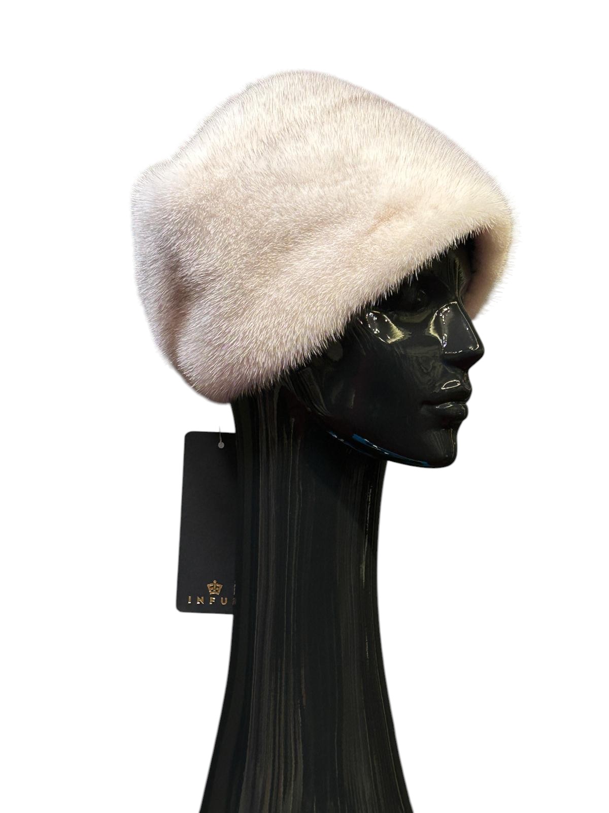 Cross-pattern mink fur hat