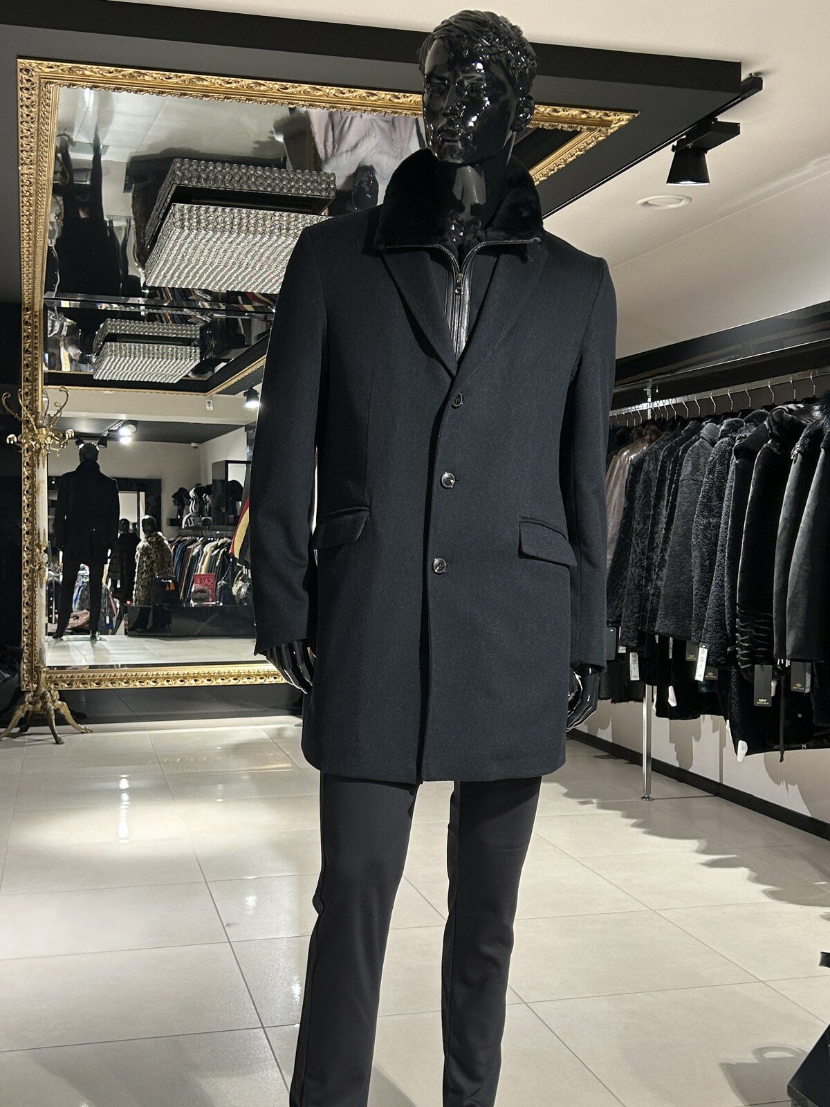 GALLOTTI wool coat with detachable shearling collar