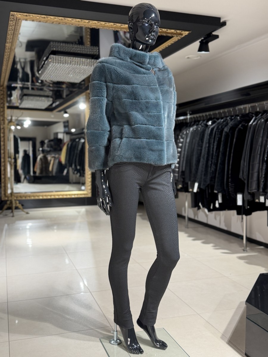 Muted Green Faux Mink Fur Jacket
