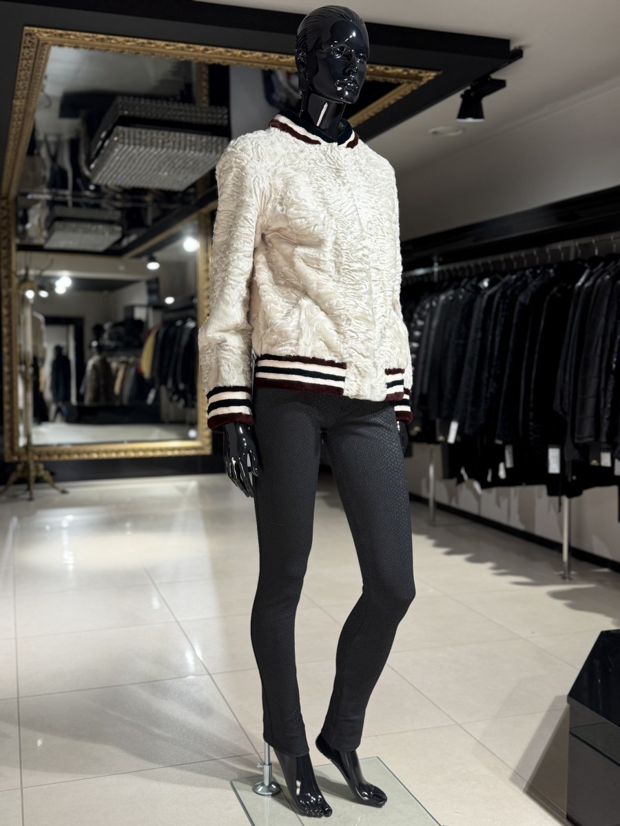 Beige Swakara-Effect Bomber